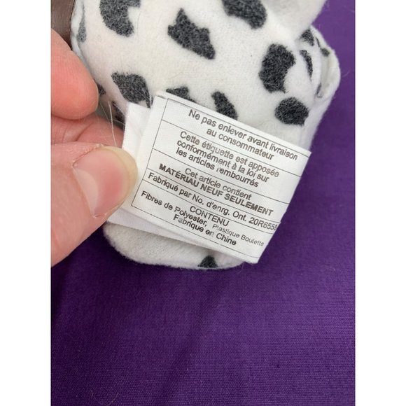 Small 6 Inch White Dog with Black Spots Brown Pleather Collar Plastic eyes Stain - Picture 5 of 9